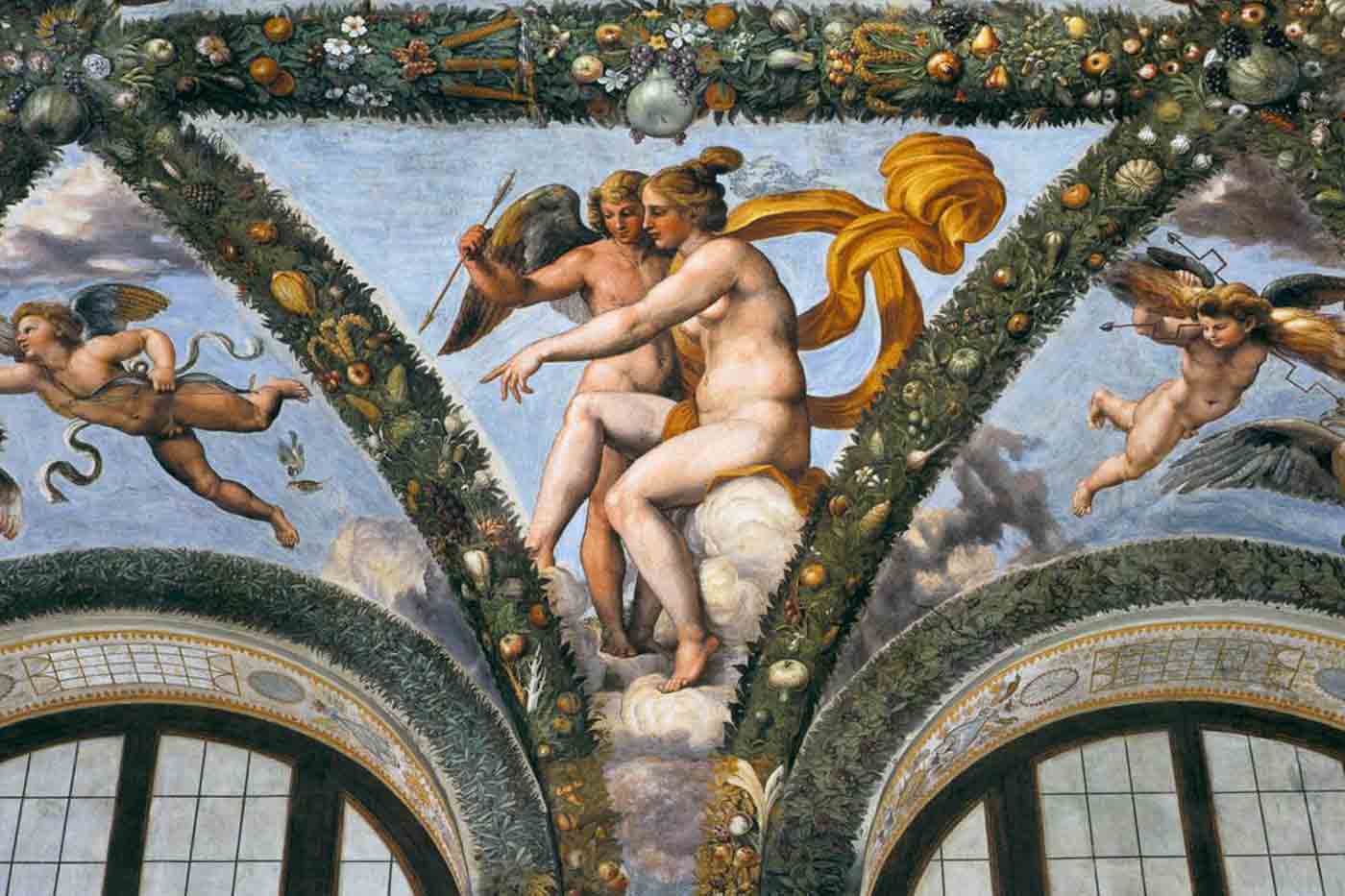 Detail of the paintings in Villa Farnesina in Trastevere