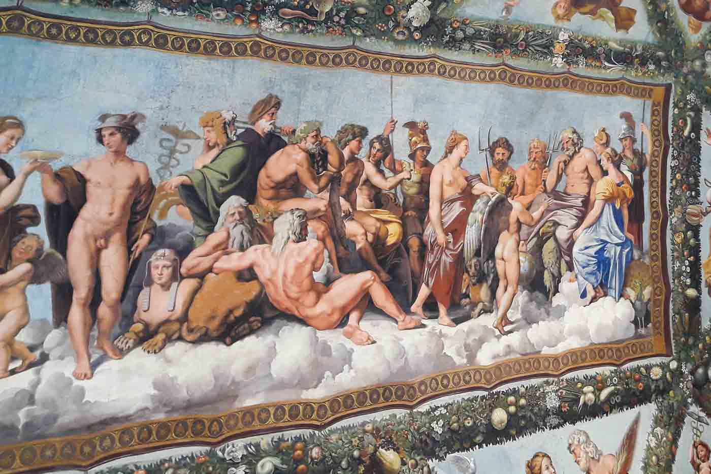 Detail of the Loggia of Cupid and Psyche in Villa Farnesina in Trastevere